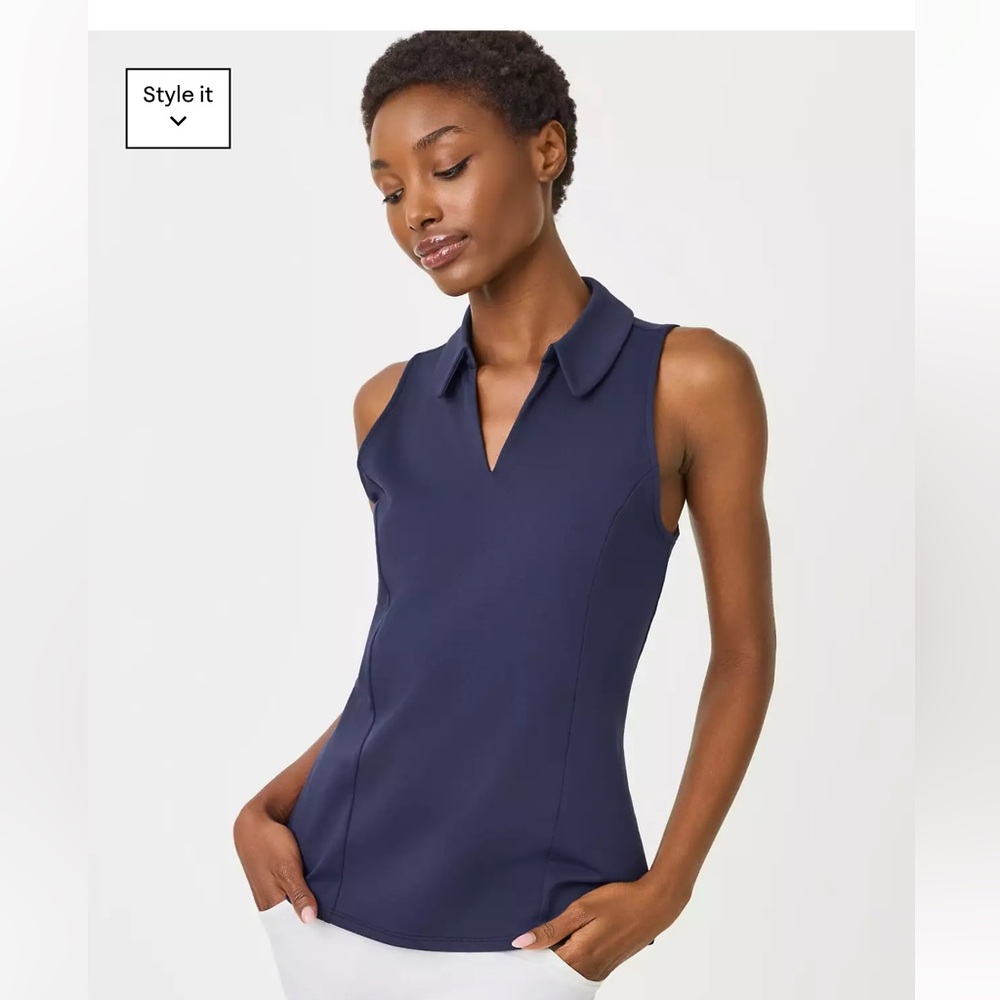 Lilly Pulitzer Navy Collared Sleeveless Polo Tank